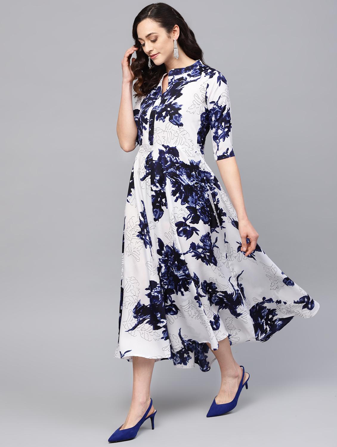 mandarin neck floral maxi dress - 16546598 - Zoom Image - 1