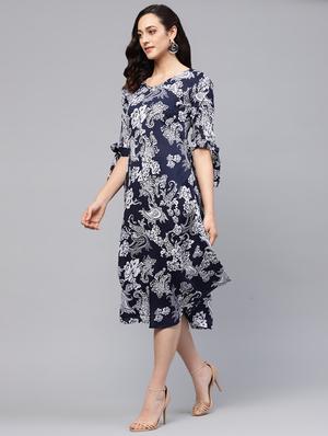 tie up sleeved paisley a-line dress - 16546600 - Standard Image - 2