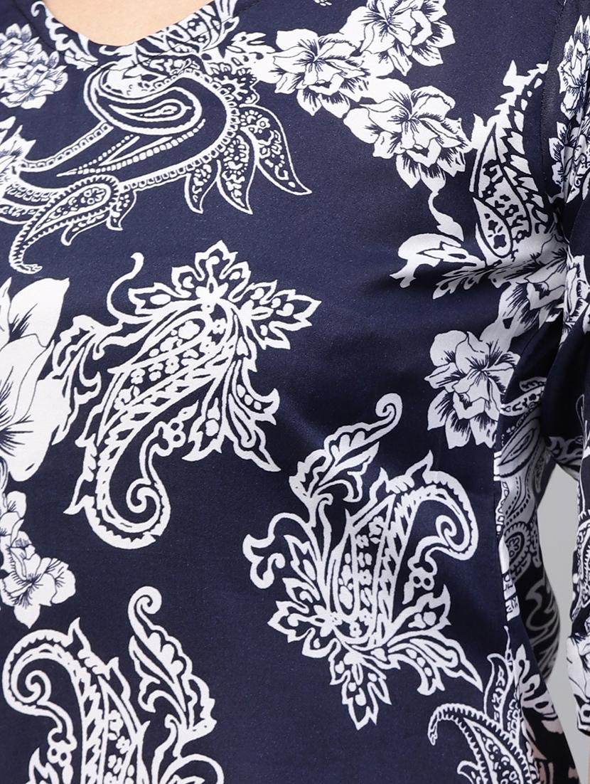 tie up sleeved paisley a-line dress - 16546600 - Zoom Image - 4