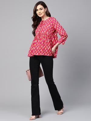 tie up neck block print top - 16546613 - Standard Image - 4