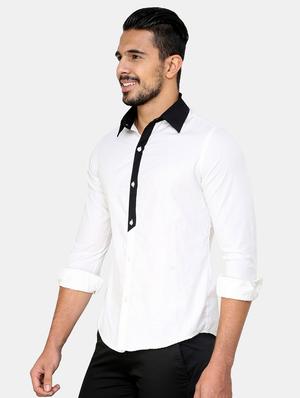 white solid casual shirt - 16546898 - Standard Image - 2