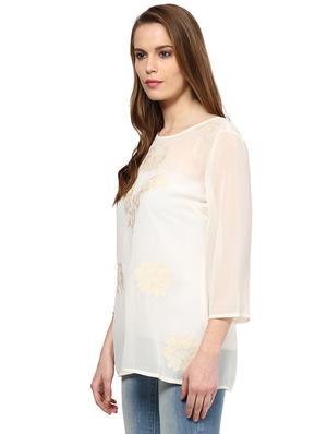 round neck embroidered top - 16547623 - Standard Image - 2