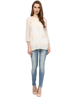 round neck embroidered top - 16547623 - Standard Image - 4
