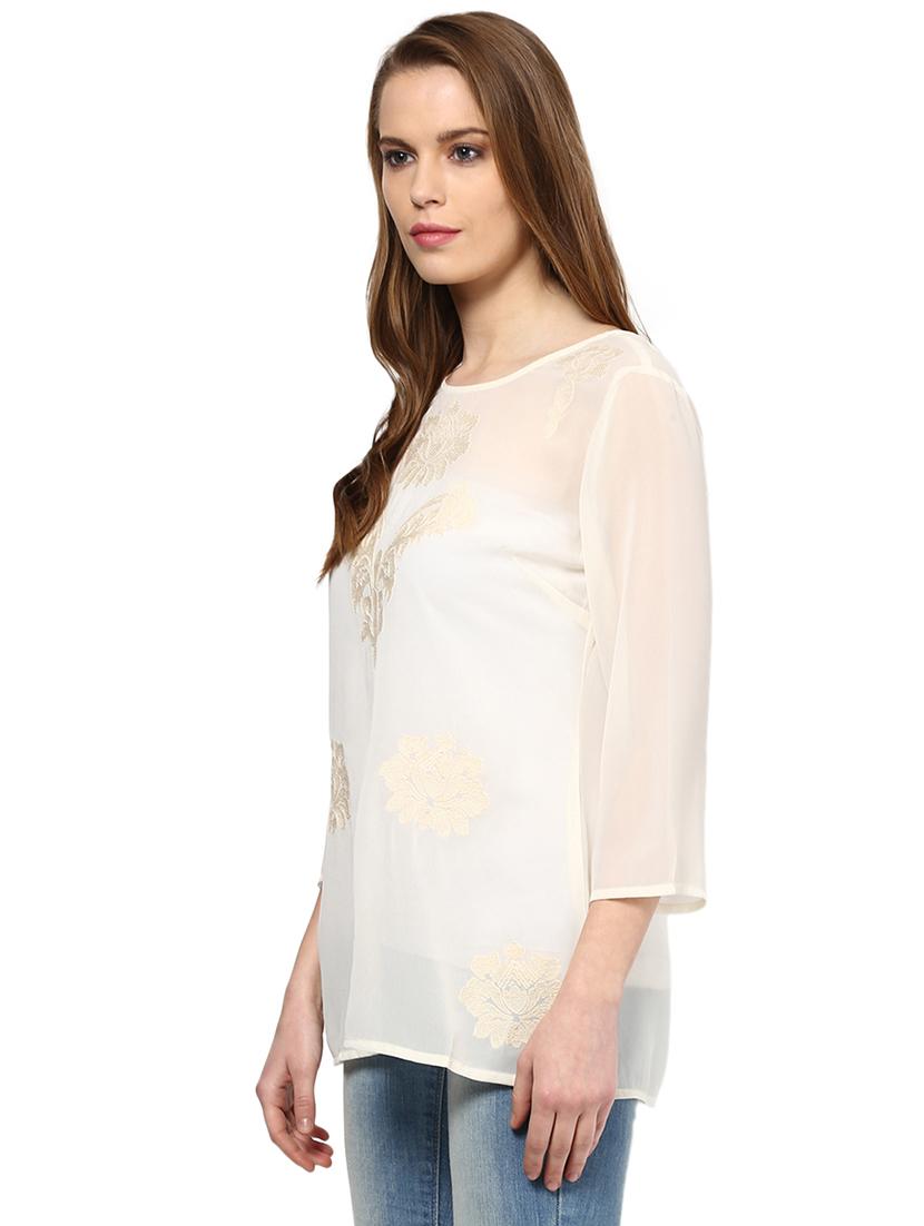 round neck embroidered top - 16547623 - Zoom Image - 2