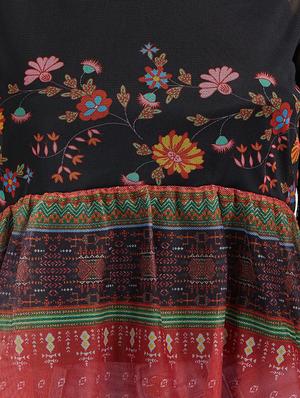 bell sleeved printed sheer top - 16547626 - Standard Image - 6