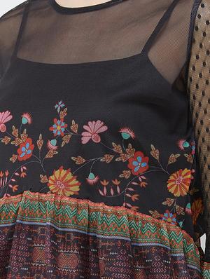 bell sleeved printed sheer top - 16547626 - Standard Image - 7
