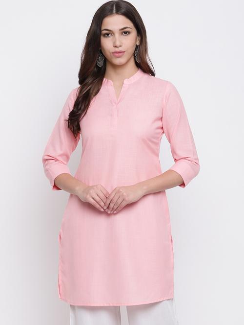 solid silk a-line kurta - 16548053 - Standard Image - 1