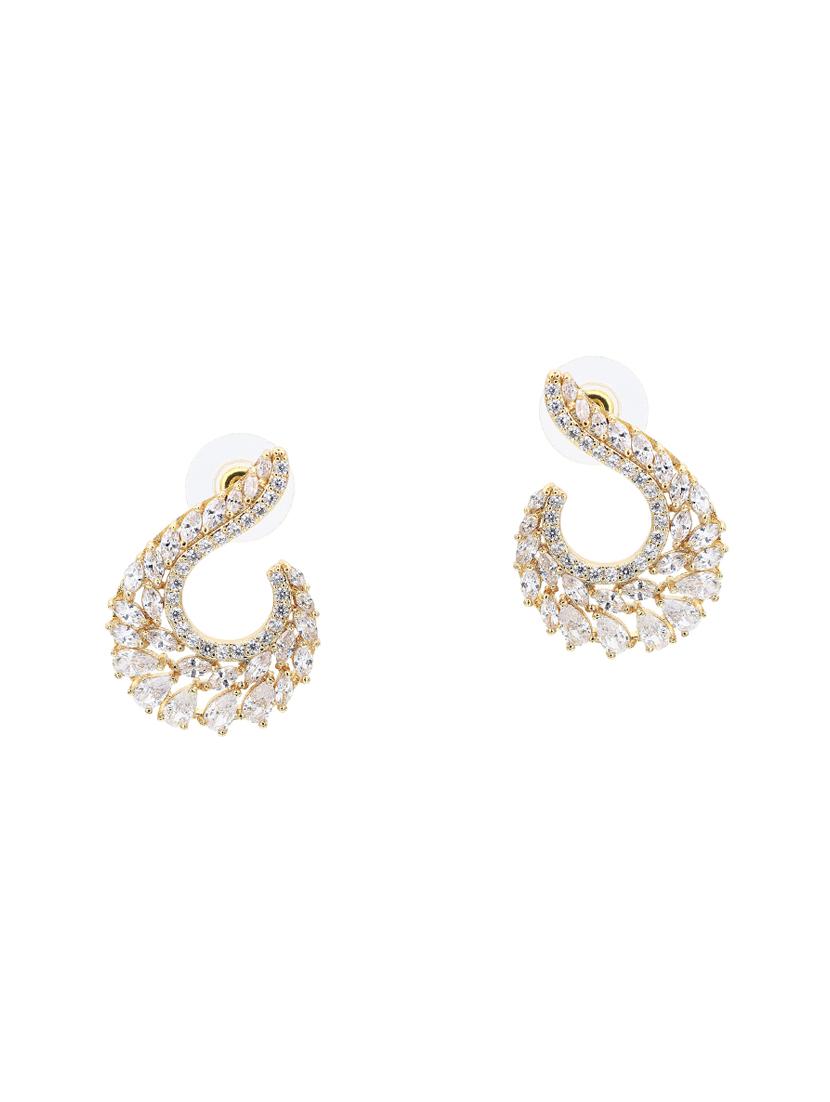 gold crystal studs earring - 16548122 - Zoom Image - 1