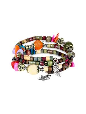 multi colored wood beaded bracelet - 16548219 - Standard Image - 2