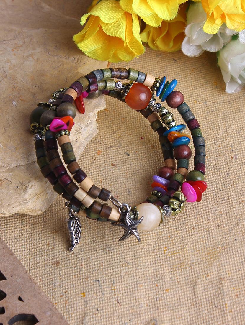 multi colored wood beaded bracelet - 16548219 - Zoom Image - 1
