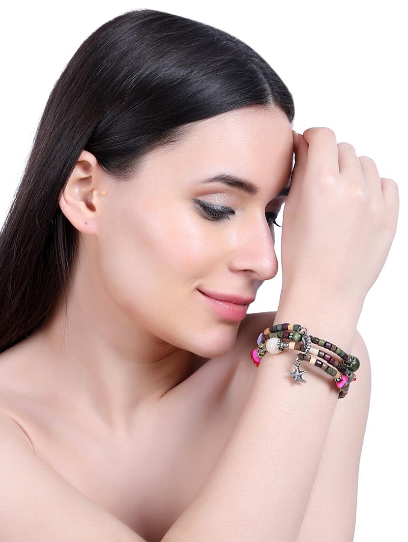 multi colored wood beaded bracelet - 16548219 - Zoom Image - 5