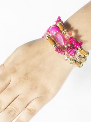 pink crystal beaded bracelet - 16548227 - Standard Image - 3
