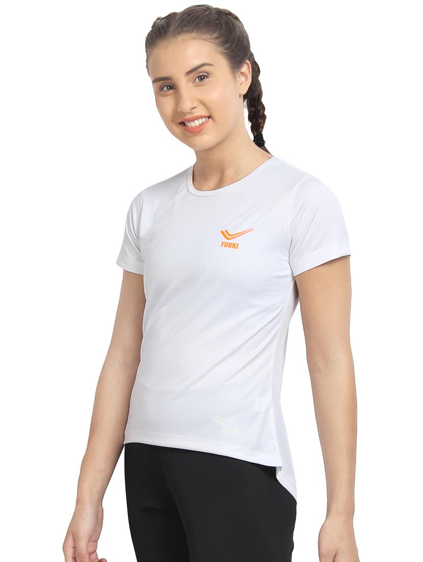 round neck curved hem solid tee - 16548633 - Zoom Image - 2