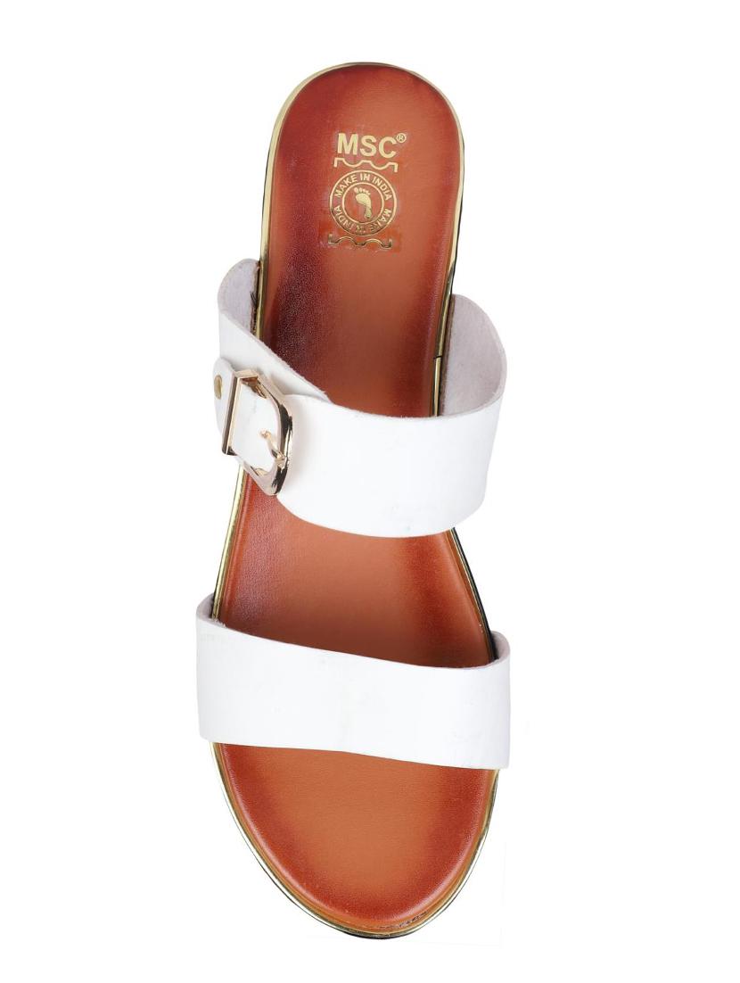 msc white leatherette slip on sandals - 16548823 - Zoom Image - 4
