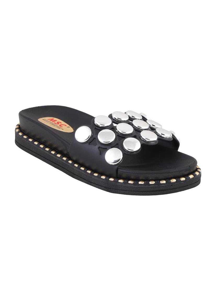 msc black rubber slides flip flops - 16548843 - Zoom Image - 1