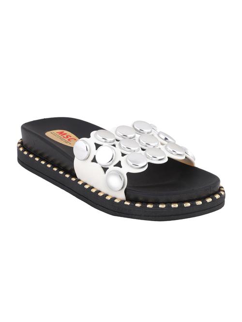 msc white rubber slides flip flops - 16548845 - Standard Image - 1