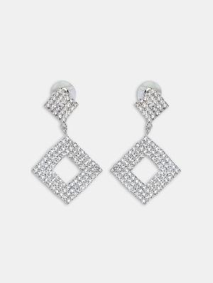 silver crystal drop earring - 16548976 - Standard Image - 2