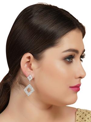 silver crystal drop earring - 16548976 - Standard Image - 4