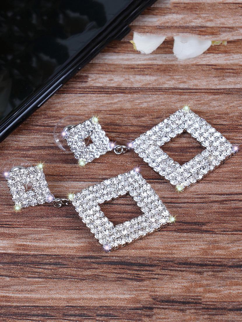silver crystal drop earring - 16548976 - Zoom Image - 1