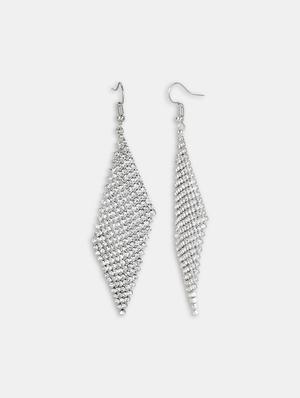 silver crystal drop earring - 16548991 - Standard Image - 2