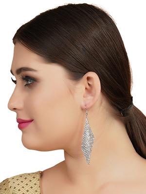 silver crystal drop earring - 16548991 - Standard Image - 3