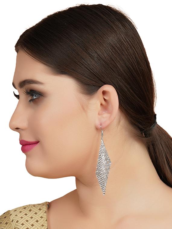 silver crystal drop earring - 16548991 - Zoom Image - 3