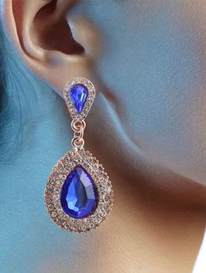 blue crystal drop earring - 16549013 - Standard Image - 2