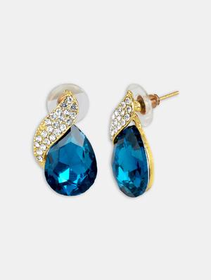 blue crystal studs earrings - 16549015 - Standard Image - 3