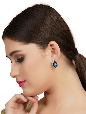 blue crystal studs earrings - 16549015 - Standard Image - 4