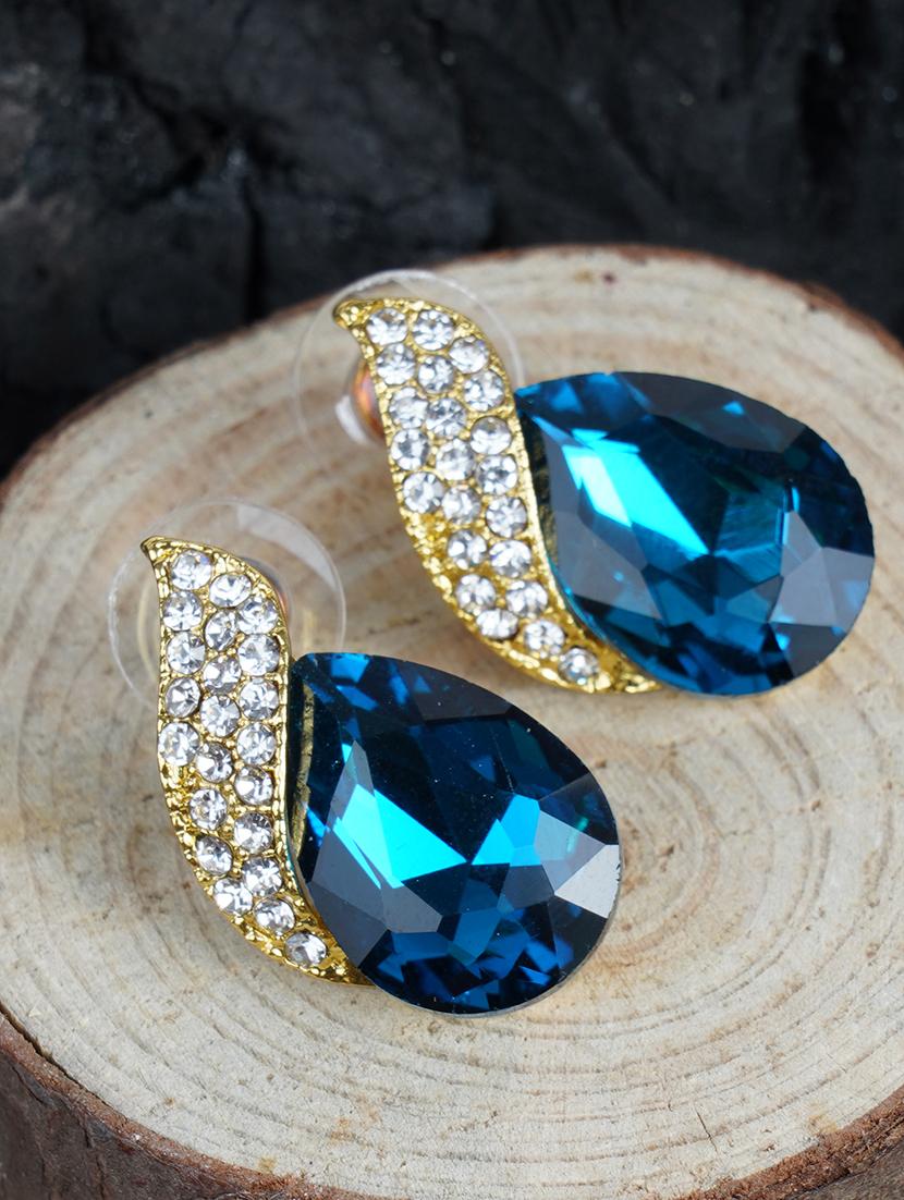 blue crystal studs earrings - 16549015 - Zoom Image - 1