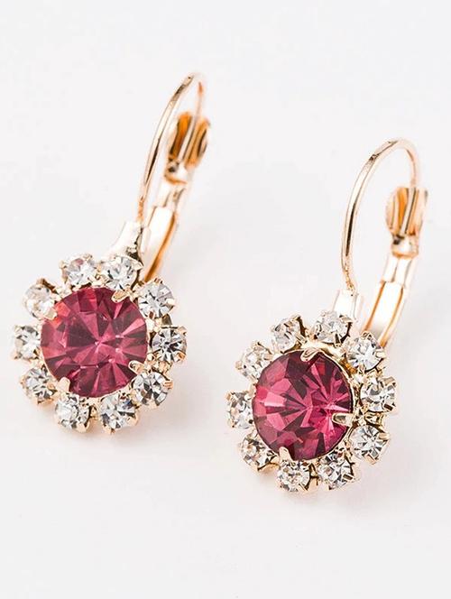 pink silver plated studs earring - 16549024 - Standard Image - 1
