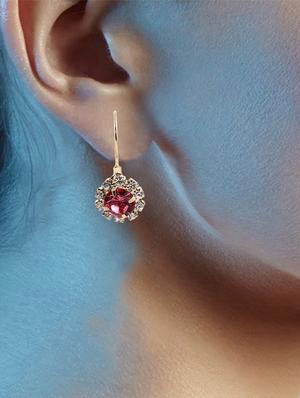 pink silver plated studs earring - 16549024 - Standard Image - 2