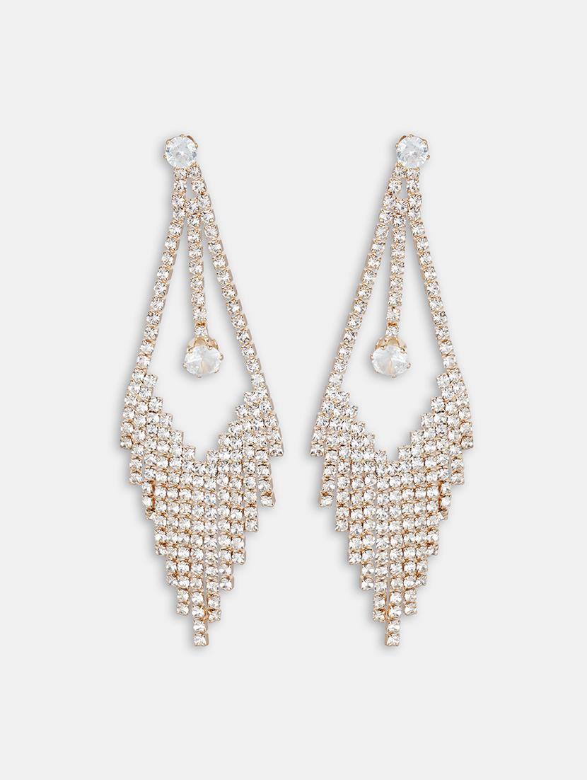 gold crystal drop earrings - 16549034 - Zoom Image - 2