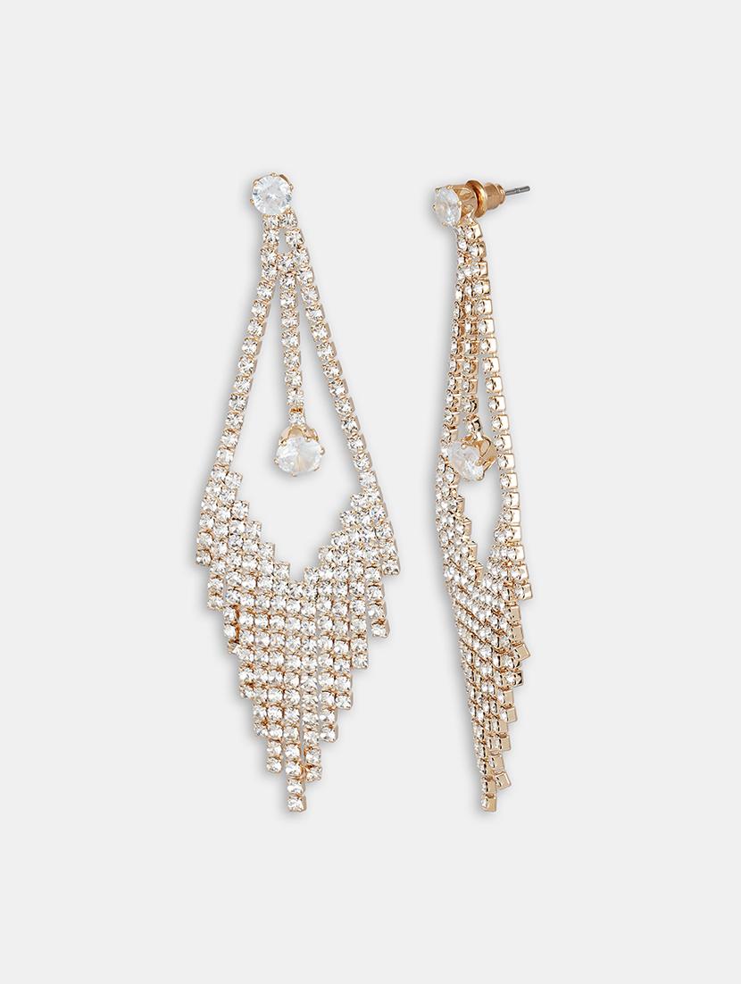 gold crystal drop earrings - 16549034 - Zoom Image - 3