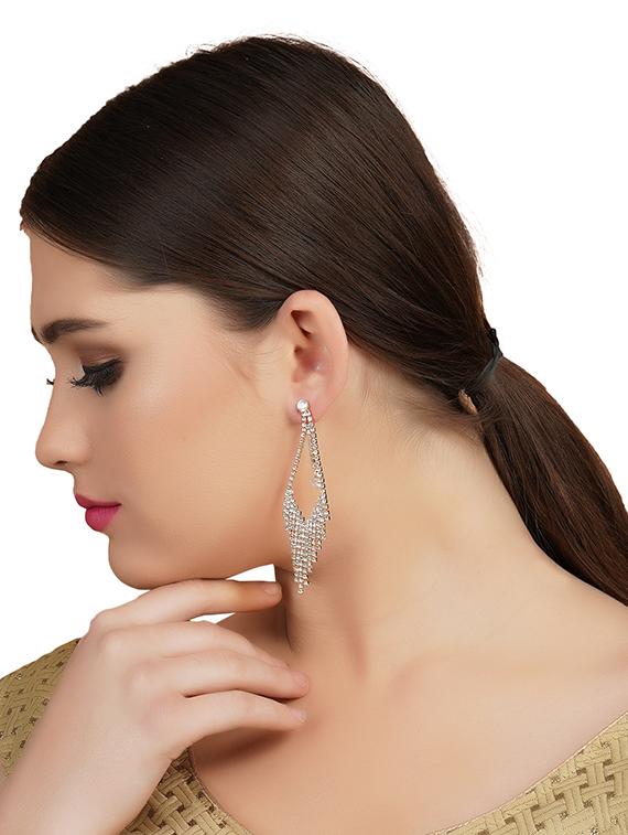 gold crystal drop earrings - 16549034 - Zoom Image - 4