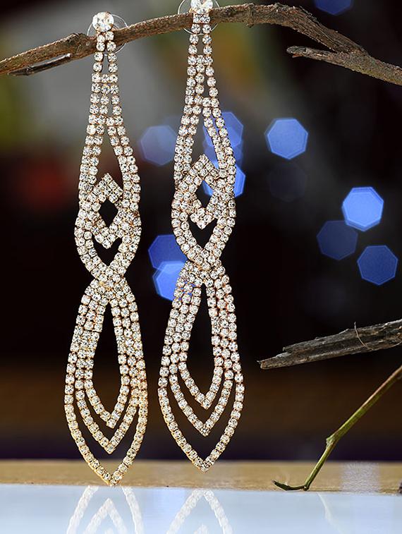 gold crystal drop earring - 16549041 - Zoom Image - 1