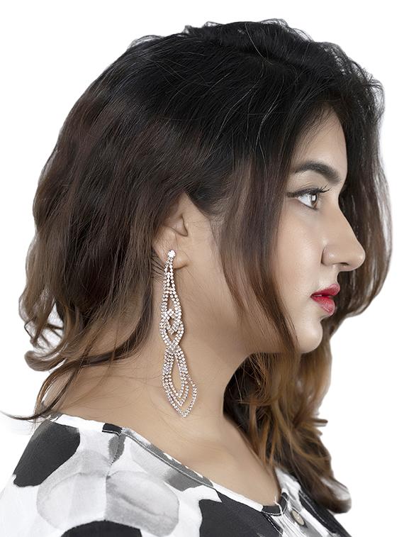 gold crystal drop earring - 16549041 - Zoom Image - 4