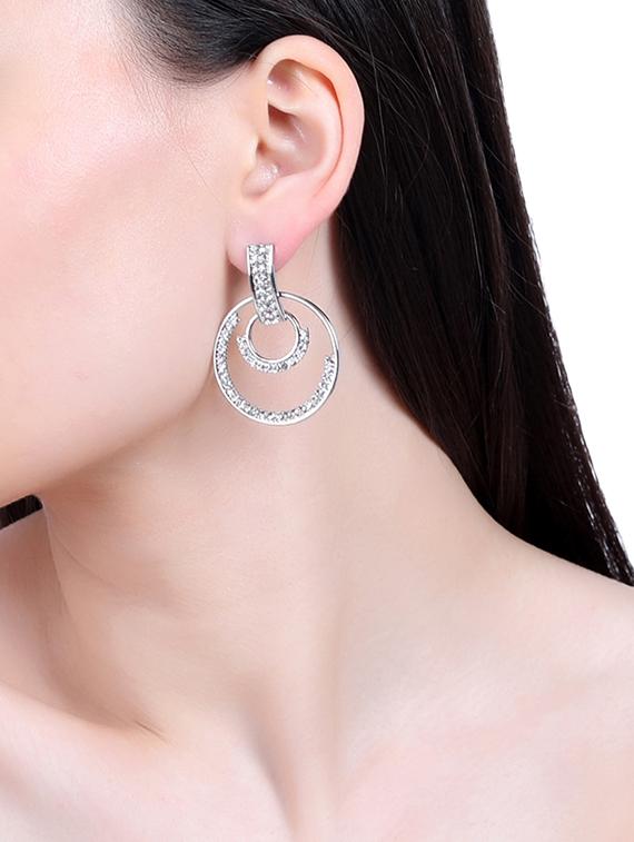 silver crystal drop earring - 16549049 - Zoom Image - 4