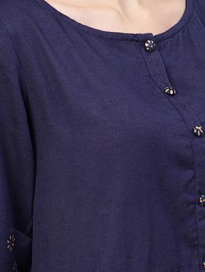 button detail printed a-line dress - 16549650 - Standard Image - 4