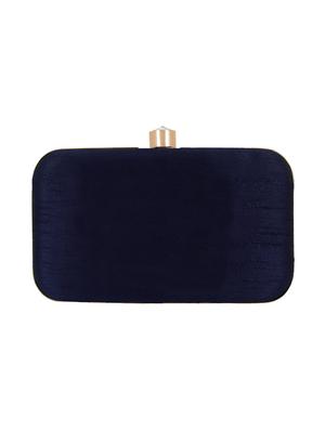 blue faux silk structured clutch - 16550296 - Standard Image - 2