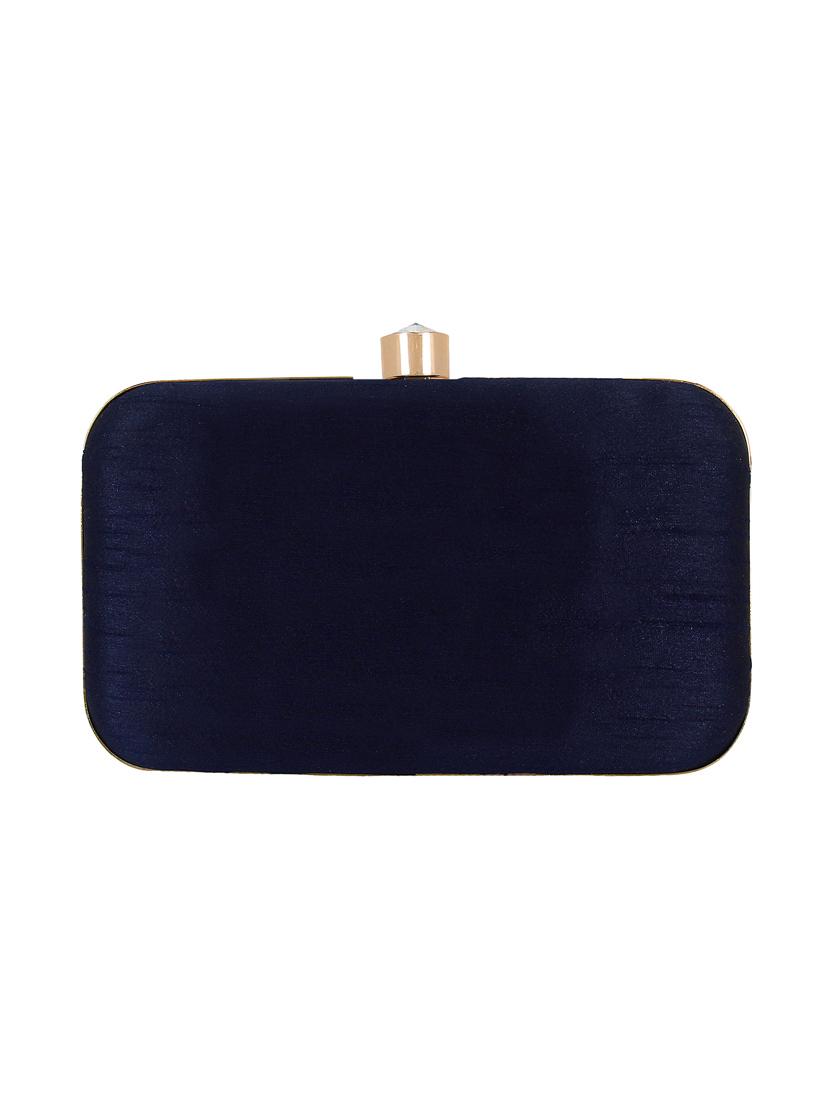 blue faux silk structured clutch - 16550296 - Zoom Image - 2