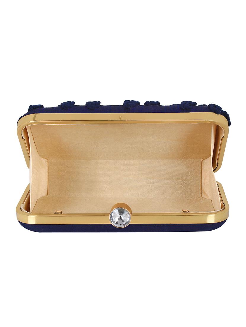blue faux silk structured clutch - 16550296 - Zoom Image - 3