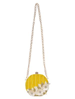 yellow velvet structured clutch - 16550300 - Standard Image - 5