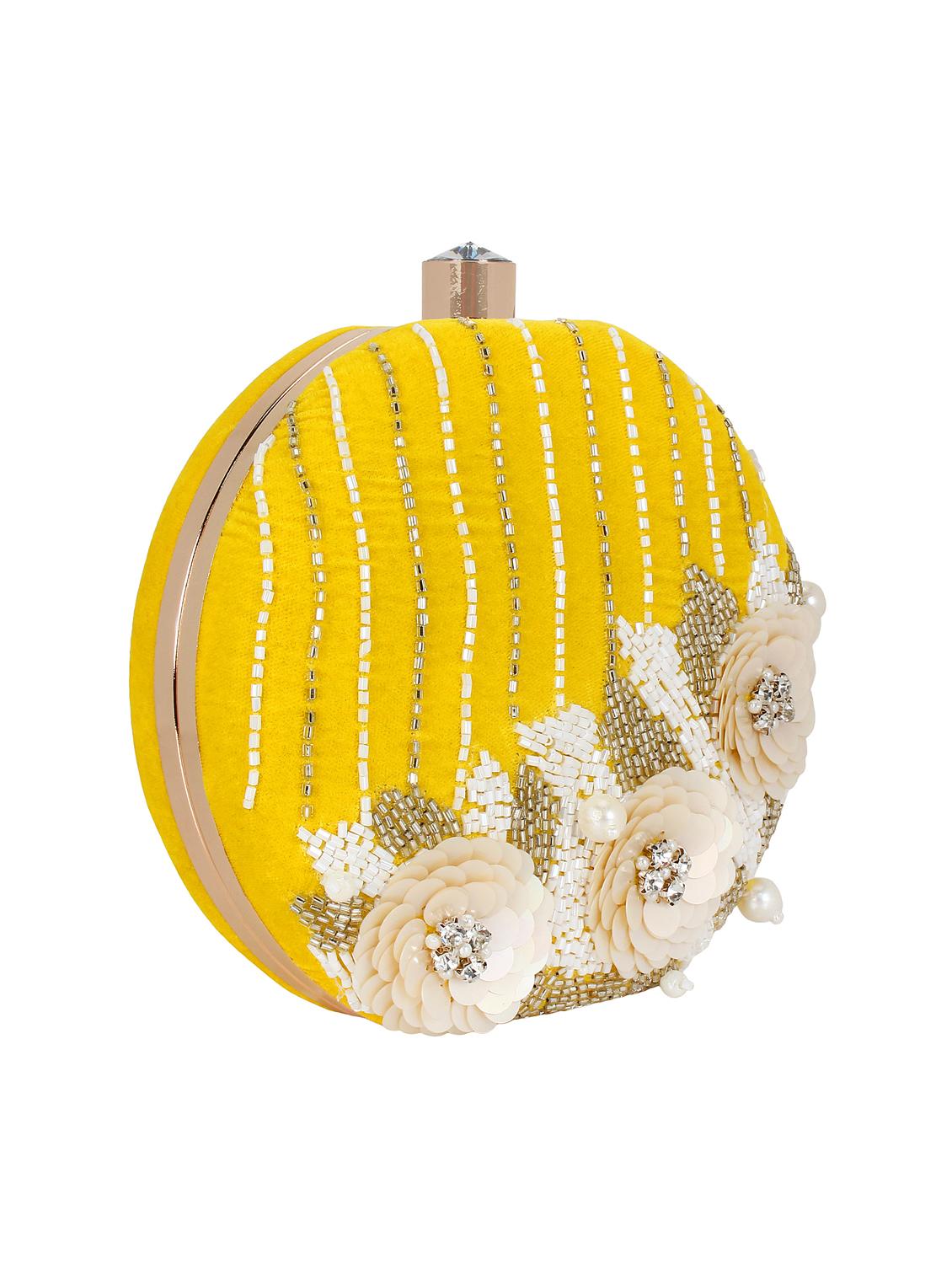 yellow velvet structured clutch - 16550300 - Zoom Image - 4