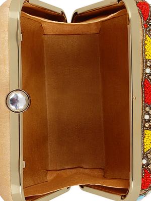 multi colored faux silk structured clutch - 16550301 - Standard Image - 3