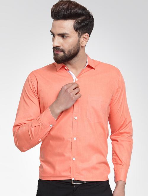 orange solid formal shirt - 16550338 - Standard Image - 1
