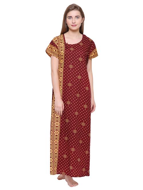tie back printed nighty - 16550891 - Standard Image - 1