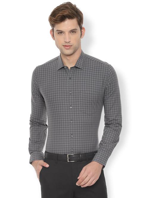 grey checkered formal shirt - 16551352 - Standard Image - 1