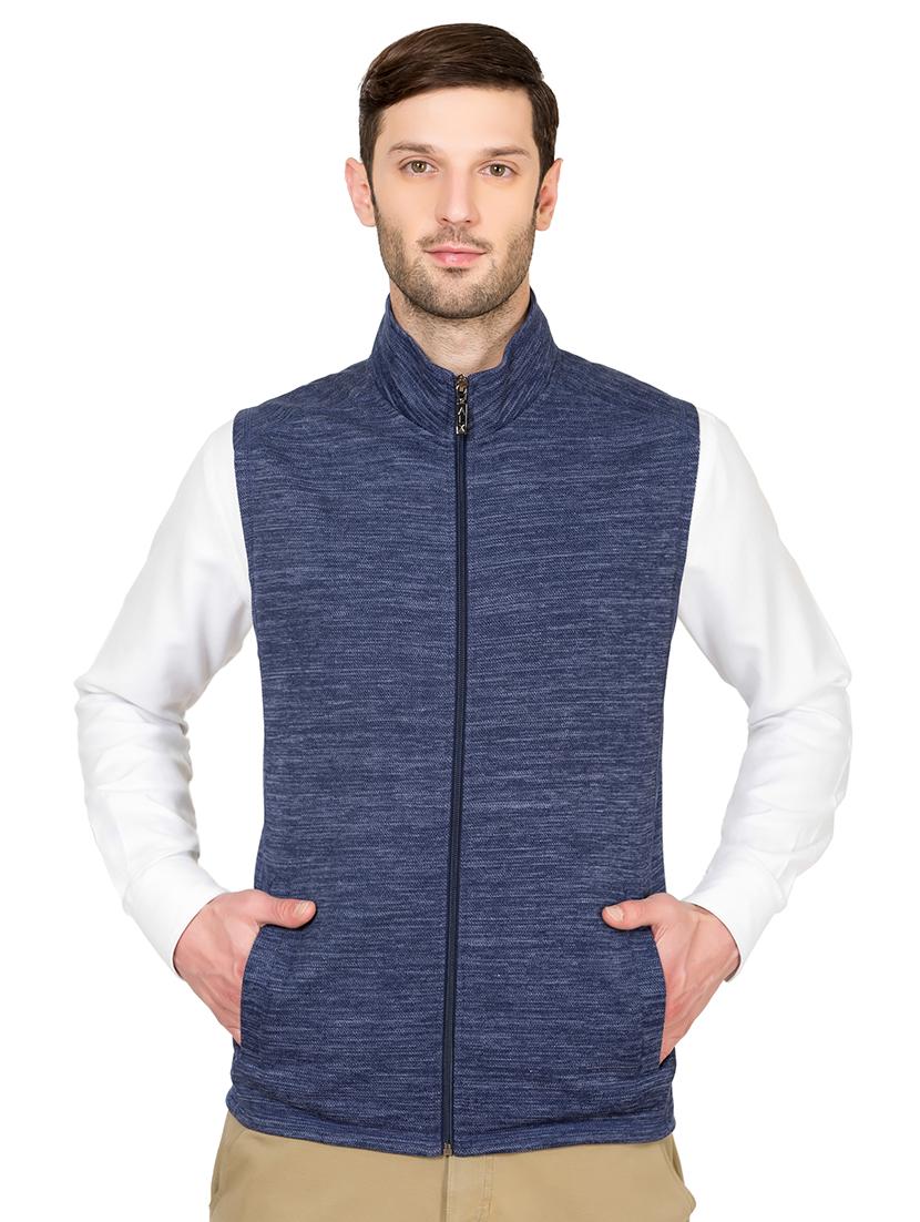blue solid casual jacket - 16551643 - Zoom Image - 1