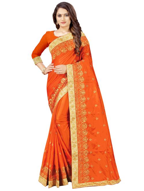 gold embroidered saree with blouse - 16552002 - Standard Image - 1